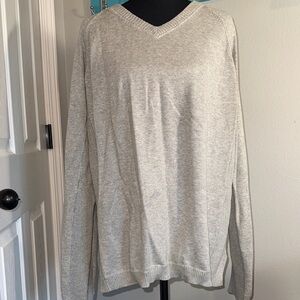 Men's Heather Gray V-Neck Sweater — Lightweight Knit Pullover